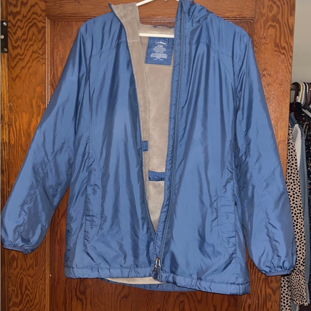 L.L.Bean blue women’s rain jacket